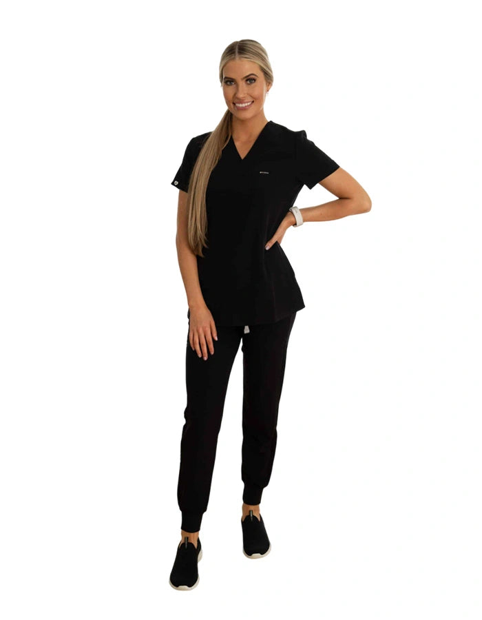 Lainey Scrub Top Black