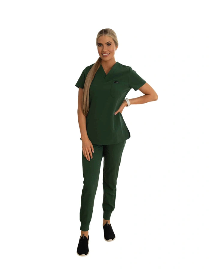 Lainey Scrub Top Hunter Green