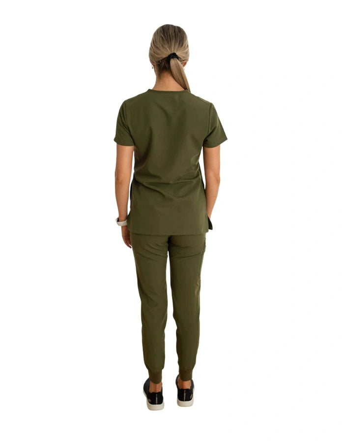 Lainey Jogger Scrub Set Olive