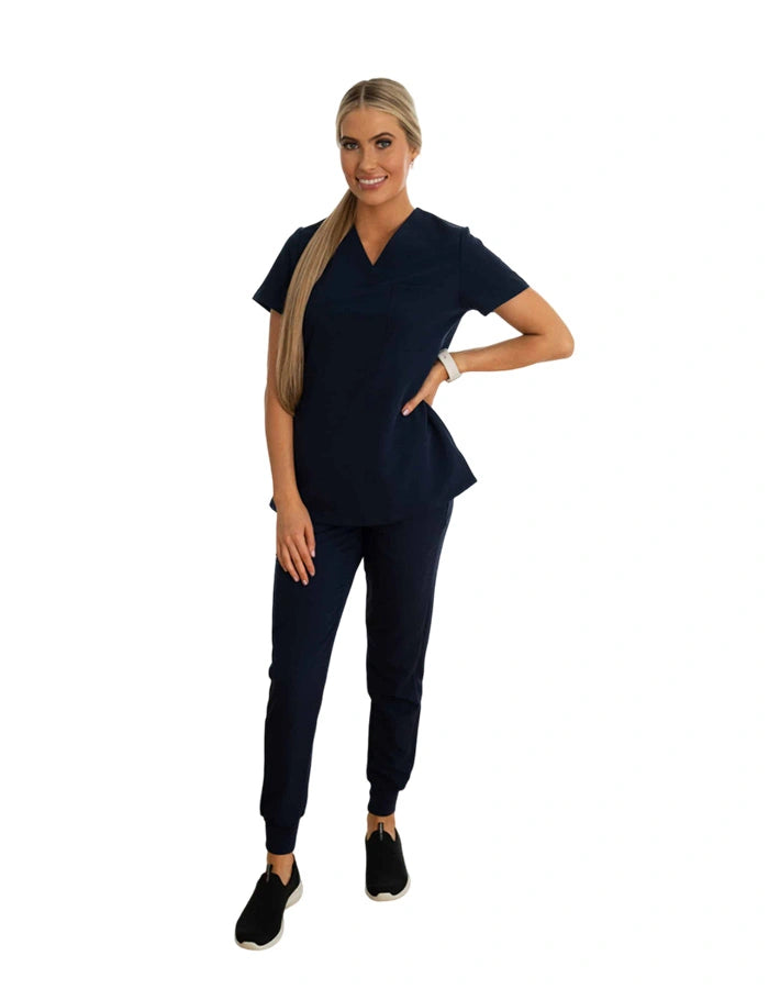 Allegra Navy Scrub Top & Pants Set