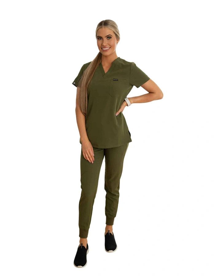 Lainey Jogger Scrub Set Olive