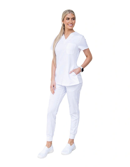 Lainey Jogger Scrub Set White