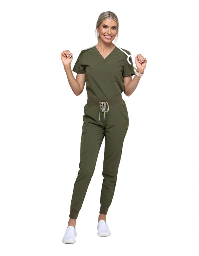 Lainey Scrub Top Olive Green