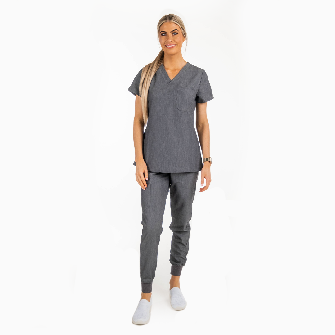 Lainey Grey Scrub Top & Pants Set